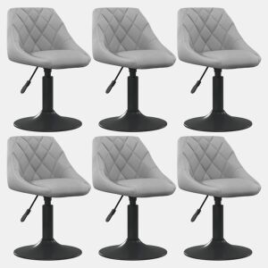 vidaXL Cadeiras de jantar giratórias 6 pcs veludo cinzento-claro