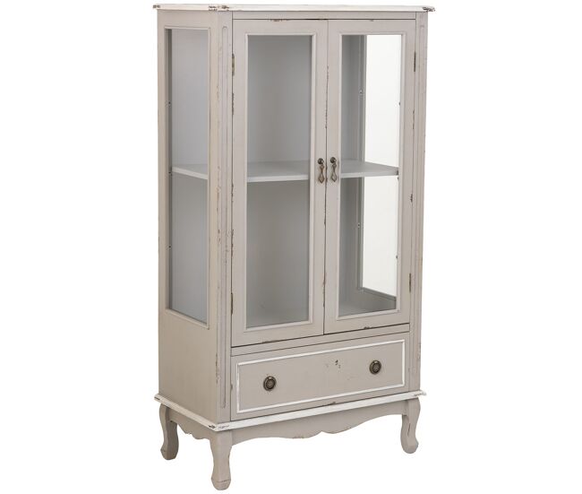 Vitrina de madera con 1 cajón y 2 puertas 80x42x148h cm
