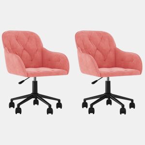 vidaXL Cadeiras de jantar giratórias 2 pcs veludo rosa
