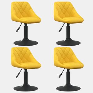 vidaXL Cadeiras de jantar giratórias 4 pcs veludo amarelo mostarda