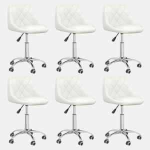 vidaXL Cadeiras de jantar giratórias 6 pcs couro artificial branco