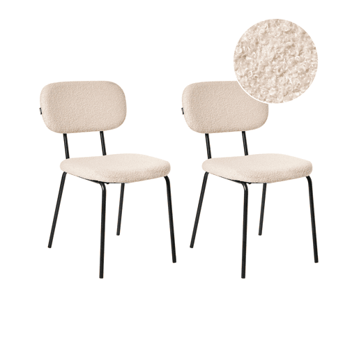 Conjunto de 2 cadeiras ADAIR Bouclé Creme Conjunto de 2 cadeiras ADAIR Bouclé Creme