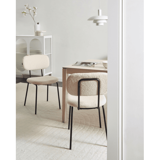 Conjunto de 2 cadeiras ADAIR Bouclé Creme Conjunto de 2 cadeiras ADAIR Bouclé Creme