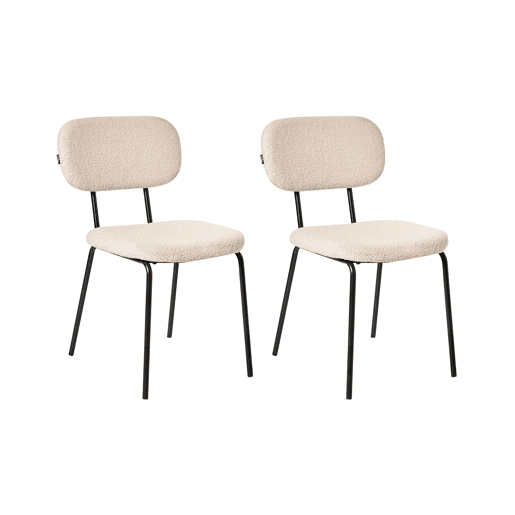 Conjunto de 2 cadeiras ADAIR Bouclé Creme Conjunto de 2 cadeiras ADAIR Bouclé Creme