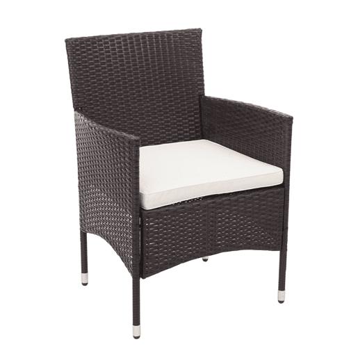 Conjunto de móveis de jardim para varanda ou jardim em polirratã marrom: sofá poltronas mesa almofadas creme 04_0004199