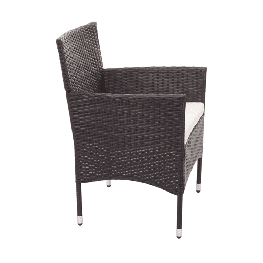 Conjunto de móveis de jardim para varanda ou jardim em polirratã marrom: sofá poltronas mesa almofadas creme 04_0004199