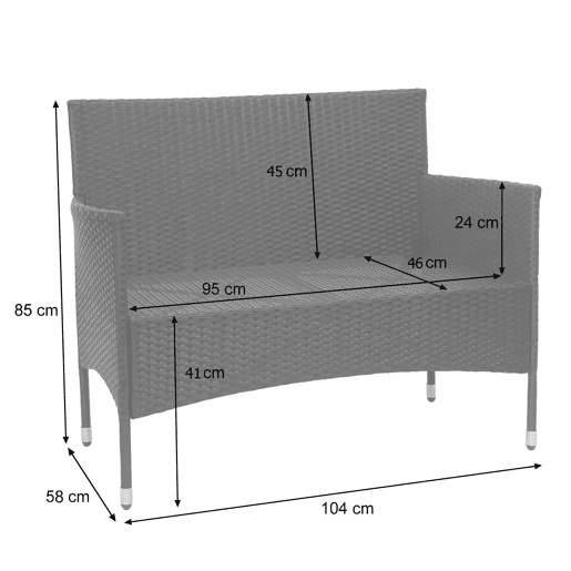 Conjunto de móveis de jardim para varanda ou jardim em polirratã marrom: sofá poltronas mesa almofadas creme 04_0004199