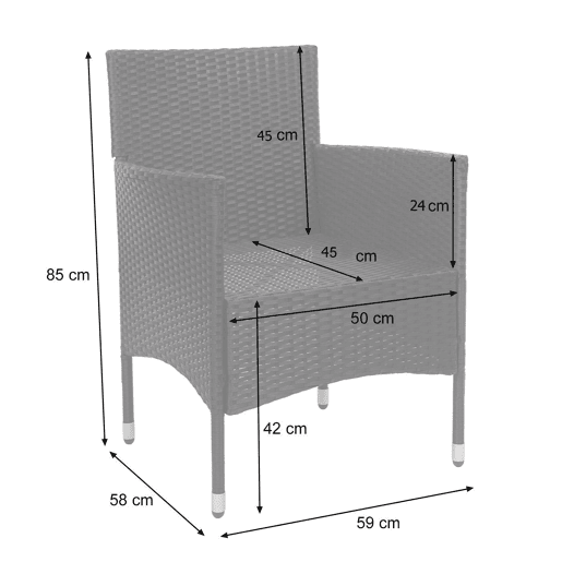 Conjunto de móveis de jardim para varanda ou jardim em polirratã marrom: sofá poltronas mesa almofadas creme 04_0004199