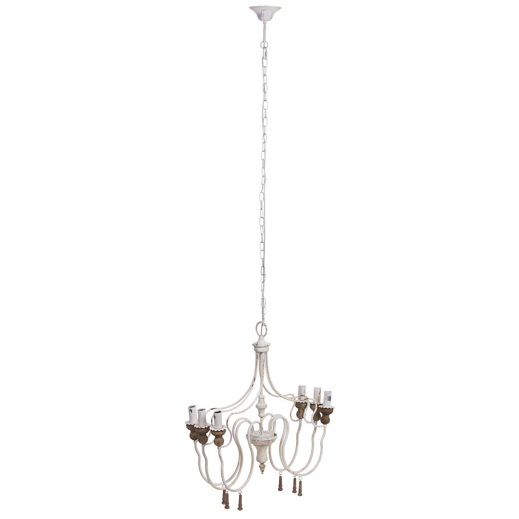 Lámpara de techo de madera y metal envejecido blanco 68x60x64h cm