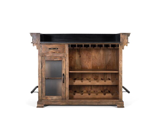 Barra de bar fabricada en madera de mango y tapa de granito.