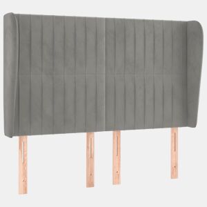 vidaXL Cabeceira de cama c abas veludo 147x23x118128cm cinza-claro