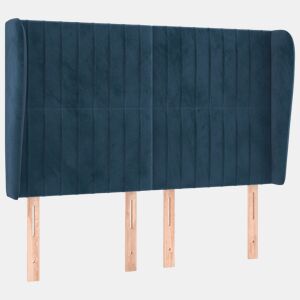 vidaXL Cabeceira cama c abas veludo 147x23x118128 cm azul-escuro
