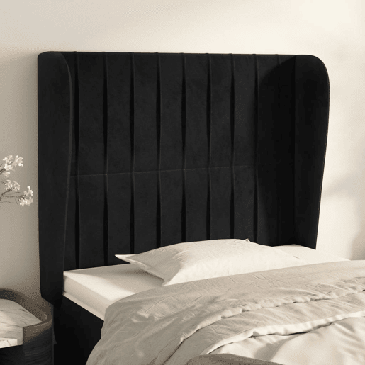 vidaXL Cabeceira de cama c abas veludo 83x23x118128 cm preto vidaXL Cabeceira de cama c abas veludo 83x23x118128 cm preto