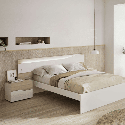 Cabeceira Nantes para cama de casal de 150 cm, branco fosco e móvel de quarto Sahara, 220 x 50 cm Cabeceira Nantes para cama de casal de 150 cm, branco fosco e móvel de quarto Sahara, 220 x 50 cm