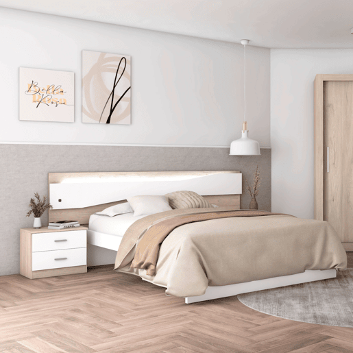 Cabeceira Nantes para cama de casal de 150 cm, branco fosco e móvel de quarto Sahara, 220 x 50 cm Cabeceira Nantes para cama de casal de 150 cm, branco fosco e móvel de quarto Sahara, 220 x 50 cm
