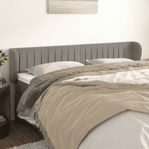vidaXL Cabeceira de cama c abas veludo 183x23x7888 cm cinzento-claro vidaXL Cabeceira de cama c abas veludo 183x23x7888 cm cinzento-claro