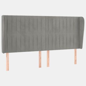 vidaXL Cabeceira cama c abas veludo 203x23x118128 cm cinzento-claro