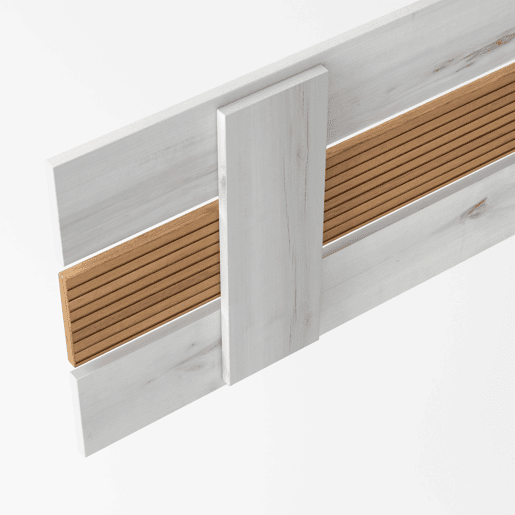 Cabeceira de cama de casal estilo nĂ³rdico Arles em branco Albo e carvalho listrado 160 cm Cabeceira de cama de casal estilo nĂ³rdico Arles em branco Albo e carvalho listrado 160 cm
