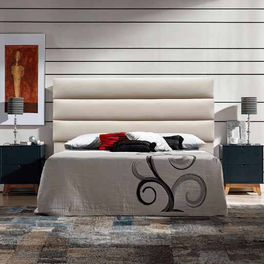Cabeceira de cama Bristol de 165 cm, cor bege, estofamento não removível, material em melamina e poliéster, 165 x 120 x 8 cm