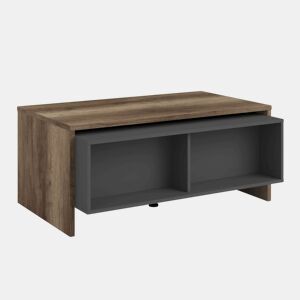 Mesa de centro elevatória Opec para sala de estar, sala de jantar e sala de família, carvalho e cinza, 110 x 47 x 65 cm
