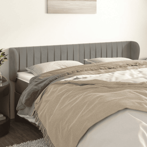 vidaXL Cabeceira de cama c abas veludo 163x23x7888 cm cinzento-claro