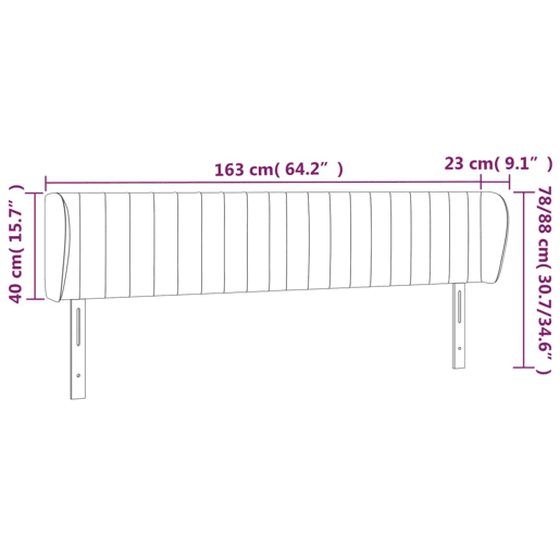 vidaXL Cabeceira de cama c abas veludo 163x23x7888 cm cinzento-claro