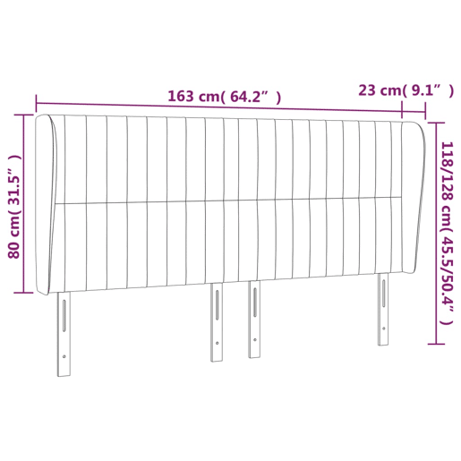 vidaXL Cabeceira cama c abas veludo 163x23x118128 cm cinzento-escuro