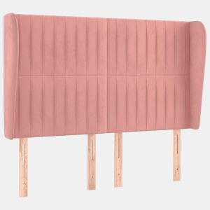 vidaXL Cabeceira de cama c abas veludo 147x23x118128 cm rosa