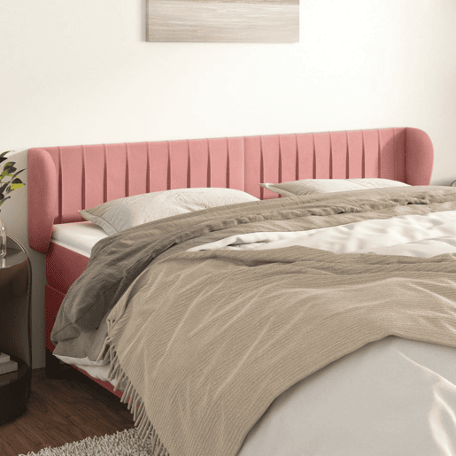 vidaXL Cabeceira de cama c abas veludo 203x23x7888 cm rosa vidaXL Cabeceira de cama c abas veludo 203x23x7888 cm rosa