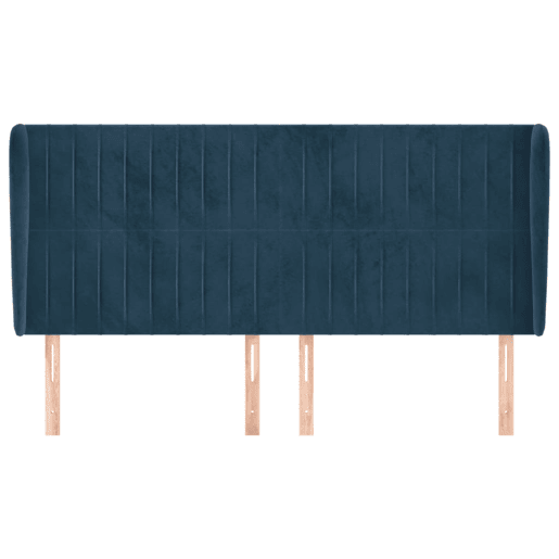 vidaXL Cabeceira cama c abas veludo 183x23x118128 cm azul-escuro