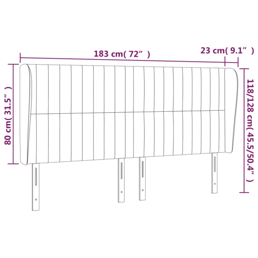 vidaXL Cabeceira cama c abas veludo 183x23x118128 cm azul-escuro