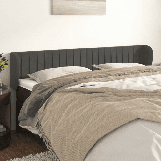vidaXL Cabeceira de cama c abas veludo 183x23x7888cm cinzento-escuro vidaXL Cabeceira de cama c abas veludo 183x23x7888cm cinzento-escuro