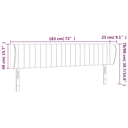 vidaXL Cabeceira de cama c abas veludo 183x23x7888cm cinzento-escuro vidaXL Cabeceira de cama c abas veludo 183x23x7888cm cinzento-escuro