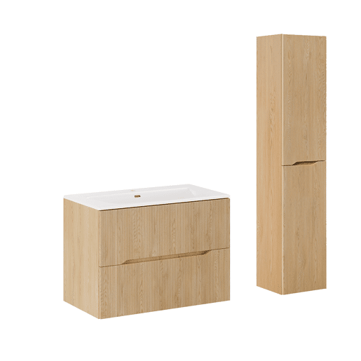 Conjunto móvel lavatório simples encastrado 80cm e coluna Isaline Carvalho