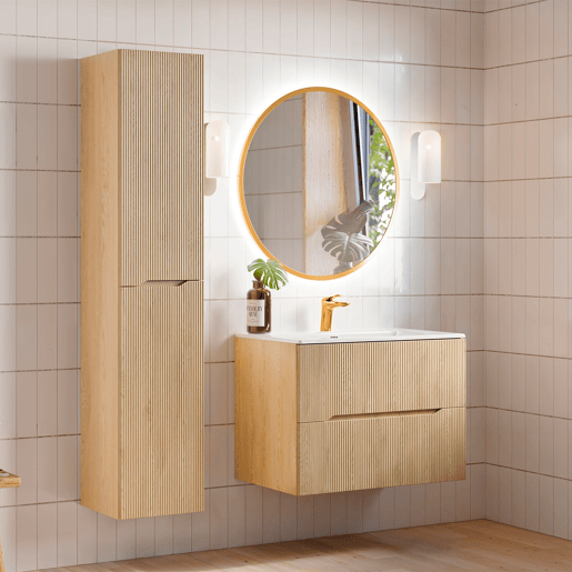 Conjunto móvel lavatório simples encastrado 80cm e coluna Isaline Carvalho