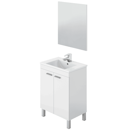 Móvel de banheiro Ezio estilo contemporâneo branco com 2 portas e espelho 60x80x45 cm (pia de cerâmica)