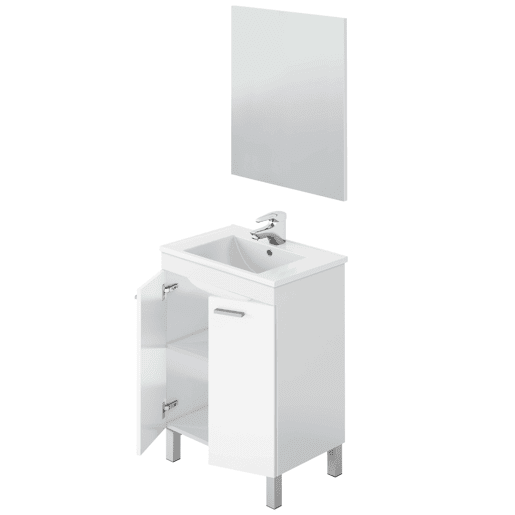 Móvel de banheiro Ezio estilo contemporâneo branco com 2 portas e espelho 60x80x45 cm (pia de cerâmica)