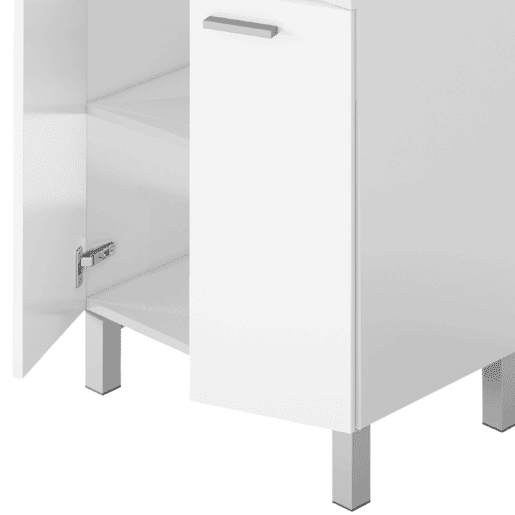 Móvel de banheiro Ezio estilo contemporâneo branco com 2 portas e espelho 60x80x45 cm (pia de cerâmica)