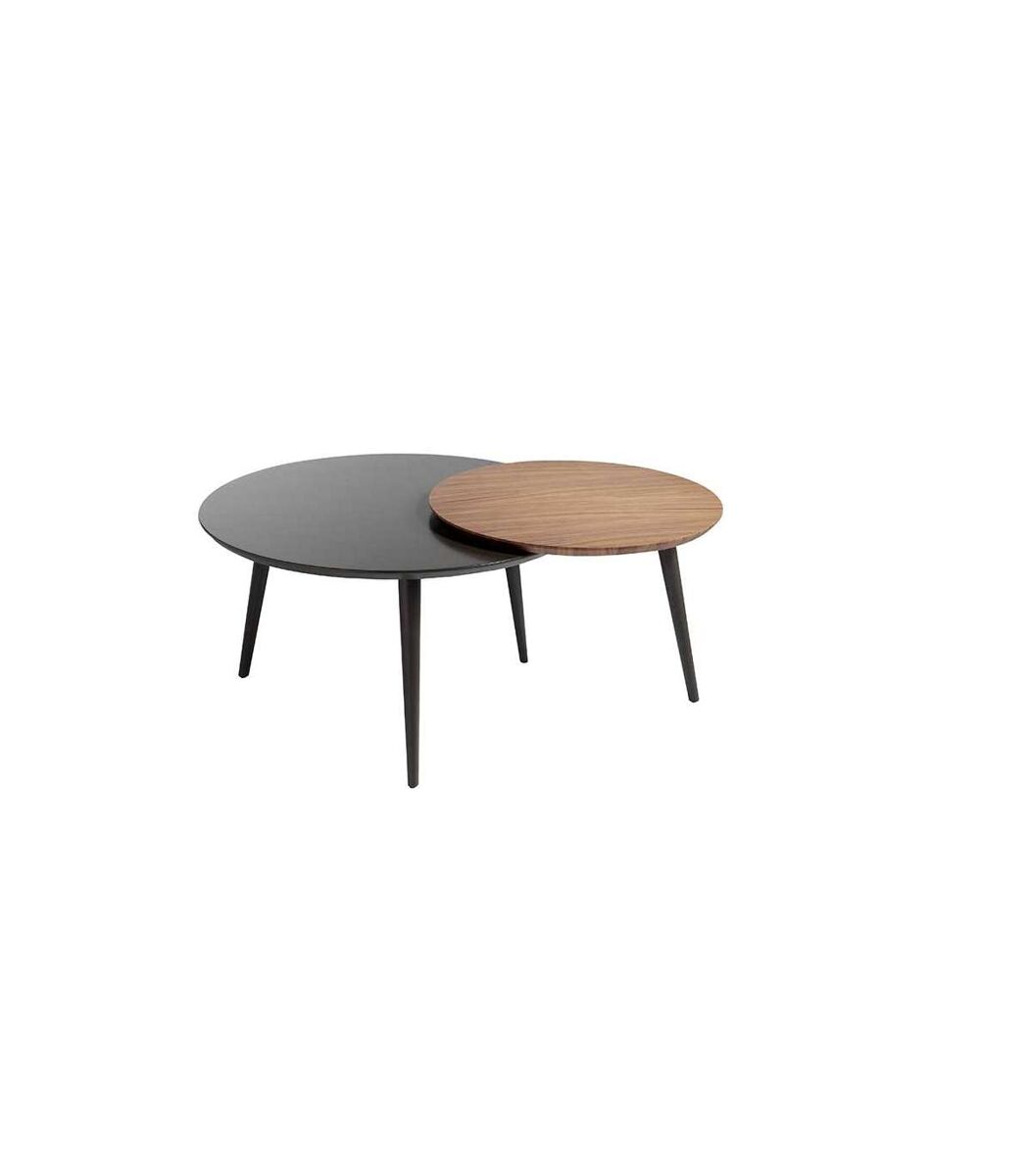 Mesa de centro con dos cuerpos circulares en madera 80x80