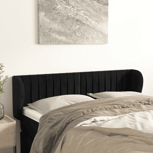 vidaXL Cabeceira de cama c abas veludo 147x23x7888 cm preto