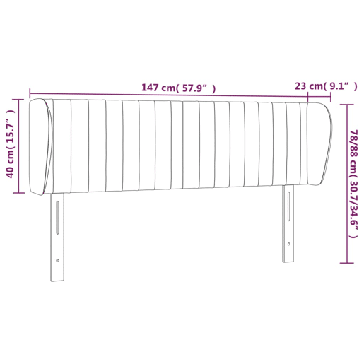 vidaXL Cabeceira de cama c abas veludo 147x23x7888 cm preto