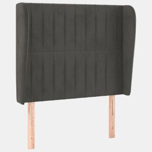 vidaXL Cabeceira cama c abas veludo 93x23x118128 cm cinzento-escuro