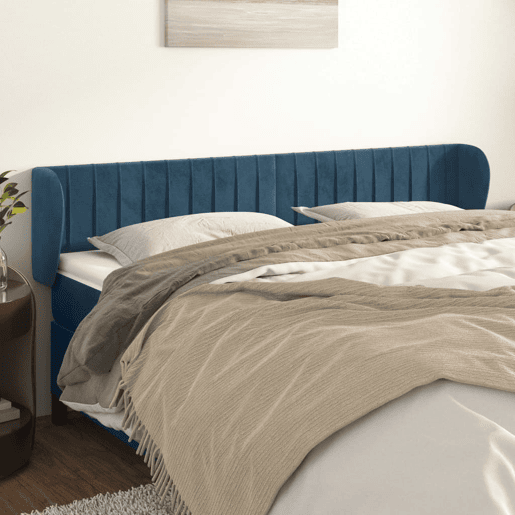 vidaXL Cabeceira de cama c abas veludo 203x23x7888cm azul-escuro