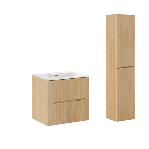Conjunto móvel lavatório simples encastrado 60cm e coluna Isaline Carvalho