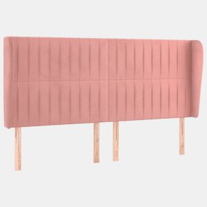 vidaXL Cabeceira cama c abas veludo 203x23x118128 cm rosa