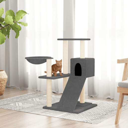 vidaXL Árvore p gatos c postes arranhadores sisal 82 cm cinza-escuro vidaXL Árvore p gatos c postes arranhadores sisal 82 cm cinza-escuro