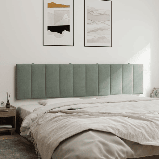 vidaXL Almofadão de cabeceira Hanko 200 cm veludo cinzento-claro