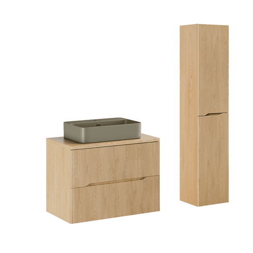 Conjunto móvel lavatório simples 80cm e coluna Isaline Carvalho Conjunto móvel lavatório simples 80cm e coluna Isaline Carvalho