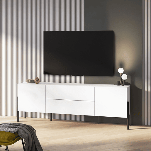 Suporte para TV 2 portas 2 gavetas 200 cm Bérénice Branco