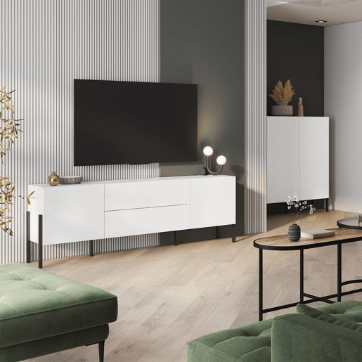 Suporte para TV 2 portas 2 gavetas 200 cm Bérénice Branco
